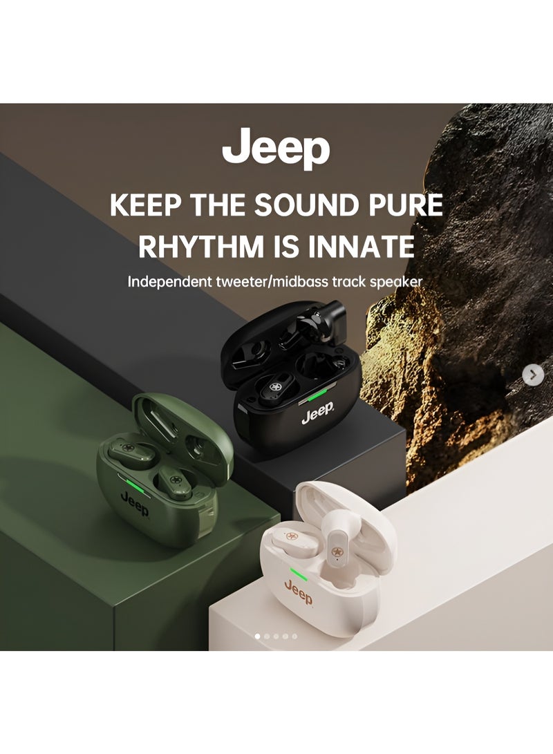 Jeep Wireless Earbuds with Charging Case – Bluetooth 5.3, Noise Reduction, Touch Control, Jeep Logo – Stylish Black Earphones with Star Emblem for Music, Calls & Adventure - Image 3